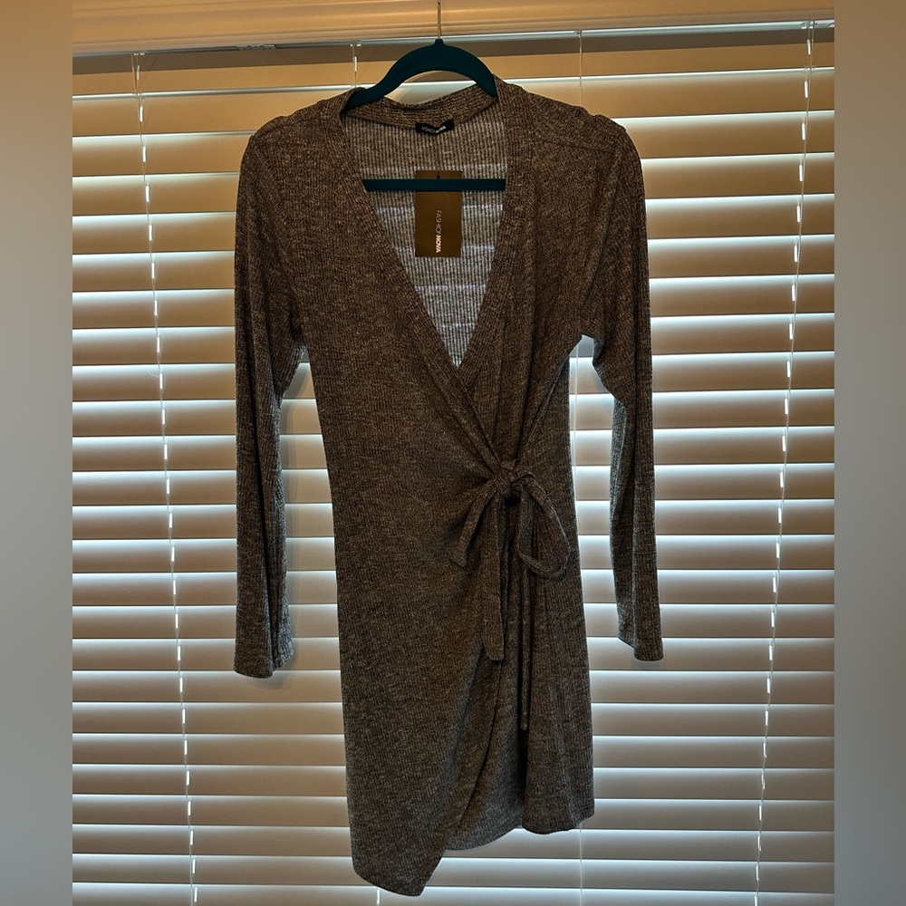 Fashion NOVA Natasha Wrap Dress Gray
